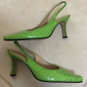 Neon sling backs / neon heels / lime green heels